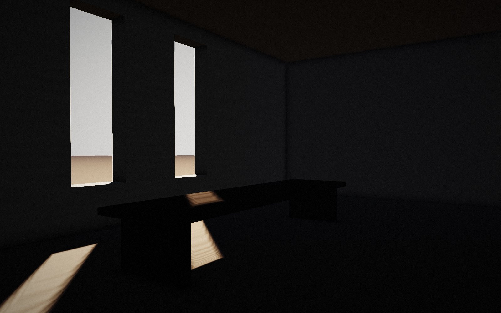 Sala riunioni con luce dalle finestre alte (immagine concept)